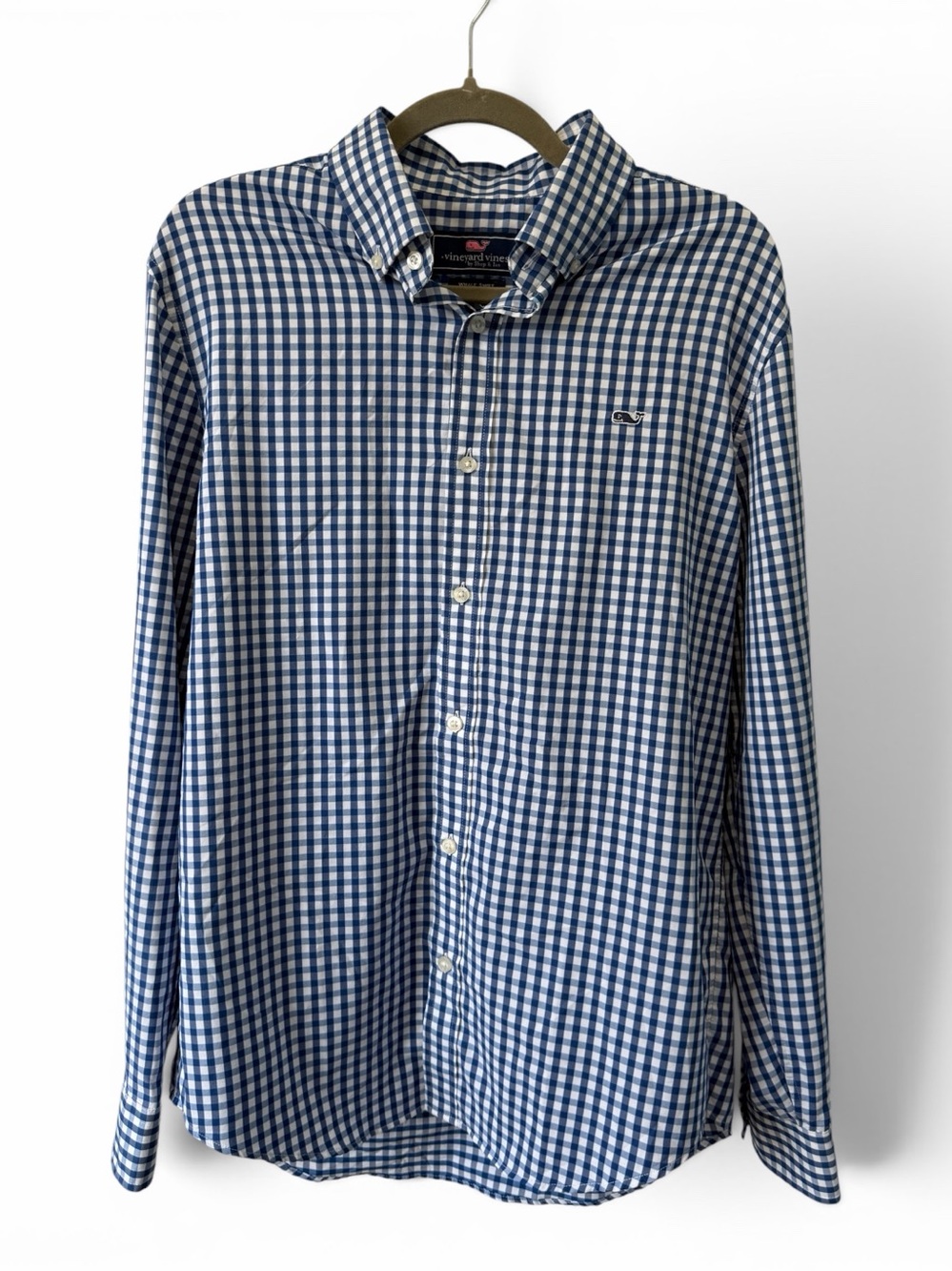 Vineyard Vines Whale Shirt Modern Preppy Button Down Checkered Classic Sz Medium